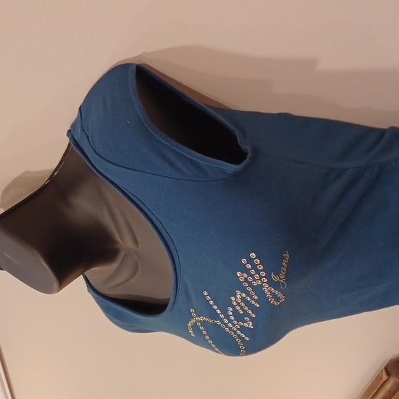 DKNY Jeans Y2K Jewel Logo Scoop Neck Fitted Tee- Sz. XS - Picture 7 of 9